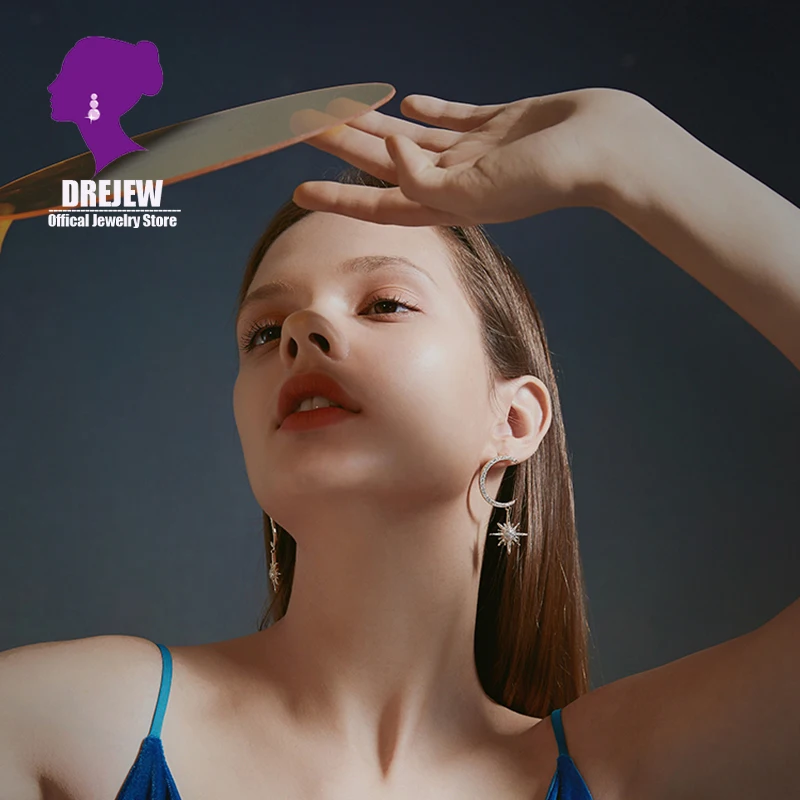 DREJEW милые серьги-капли с Луной и звездами золотые серебряные розовые Роскошные
