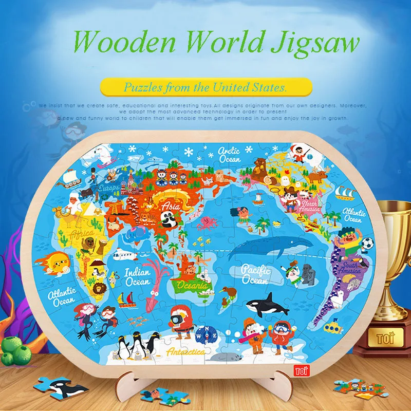 TOI World Map Puzzle 45*30cm Classic Educational Jigsaw 80pcs Wood Learning Toys for Child Geographic Cognition > 3Y
TOI World Map Puzzle 45*30cm Classic Educational Jigsaw 80pcs Wood Learning Toys for Child Geographic Cognition > 3Y