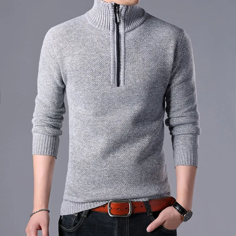 2020 Men's Sweaters Stand Collar Autumn Winter Warm Cashmere Wool Zipper Pullover Sweaters Man Casual Knitwear Slim Fit Tops Men
2020 Men's Sweaters Stand Collar Autumn Winter Warm Cashmere Wool Zipper Pullover Sweaters Man Casual Knitwear Slim Fit Tops Men