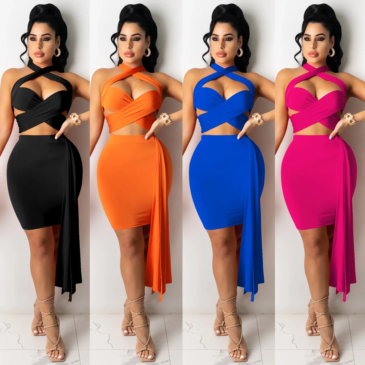 2 Piece Set Bandage Halter Crop Top Mini Skirt Set Party Evening Vintage Skirt Set Women Clothes Summer Matching Set
2 Piece Set Bandage Halter Crop Top Mini Skirt Set Party Evening Vintage Skirt Set Women Clothes Summer Matching Set