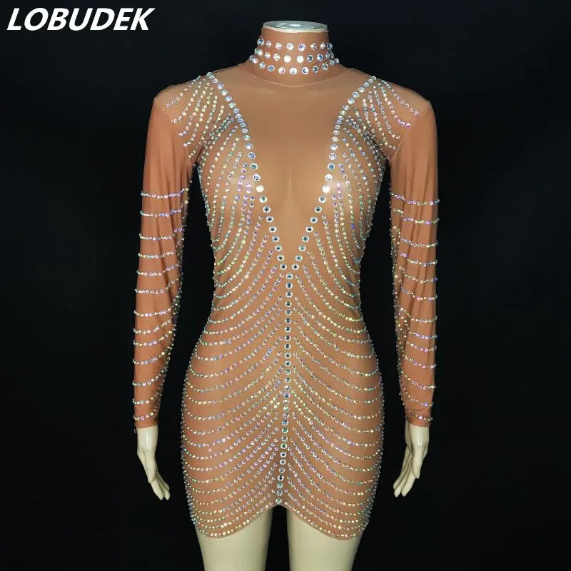 Sparkly Rhinestones Mesh Transparent Short Dress Evening Party Prom Dance Outfit Birthday Celebration Singer Host Stage Costume
Sparkly Rhinestones Mesh Transparent Short Dress Evening Party Prom Dance Outfit Birthday Celebration Singer Host Stage Costume