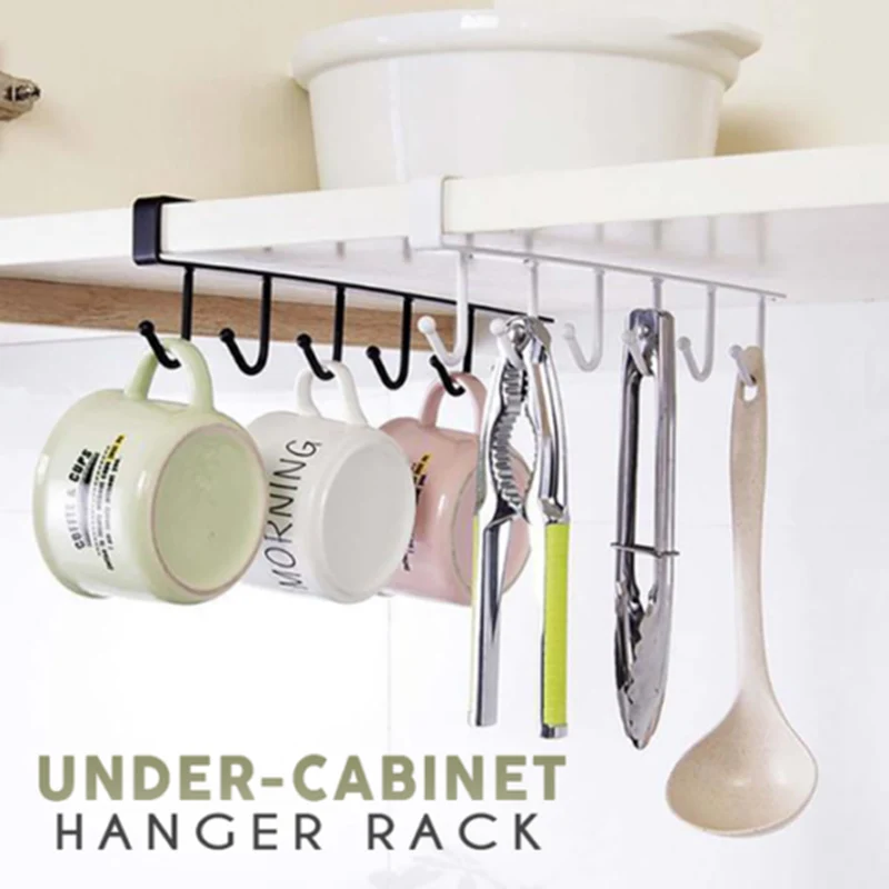 Under-Cabinet Hanger Rack with 6 Hooks Kitchen Cupboard Storage Shelf Hook FHJ889
Under-Cabinet Hanger Rack with 6 Hooks Kitchen Cupboard Storage Shelf Hook FHJ889