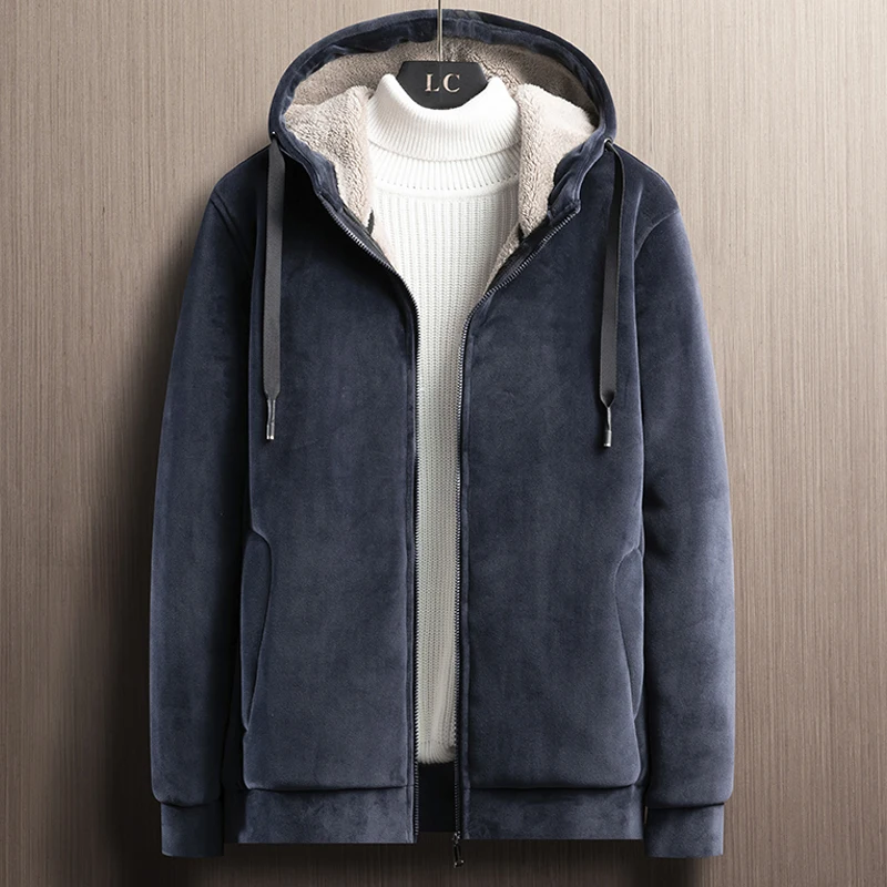 

Winter Soft Velvet Men's Warm Jacket Fleece Parka Coat Hooded Windbreaker Outwear 6XL 7XL 8XL Big Size Fleec Thermal Parkas