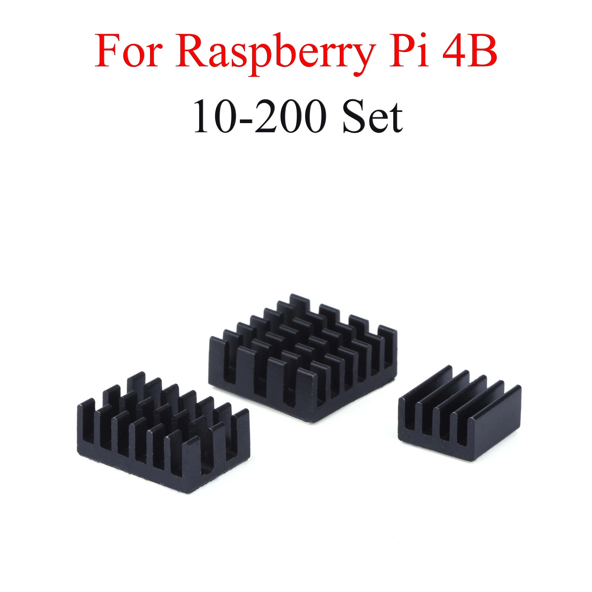 

10 - 200 Set Aluminum Heat Sink Cooling Sink Cooler HeatSink 3Pcs Kit Radiator For Raspberry Pi 4B Black