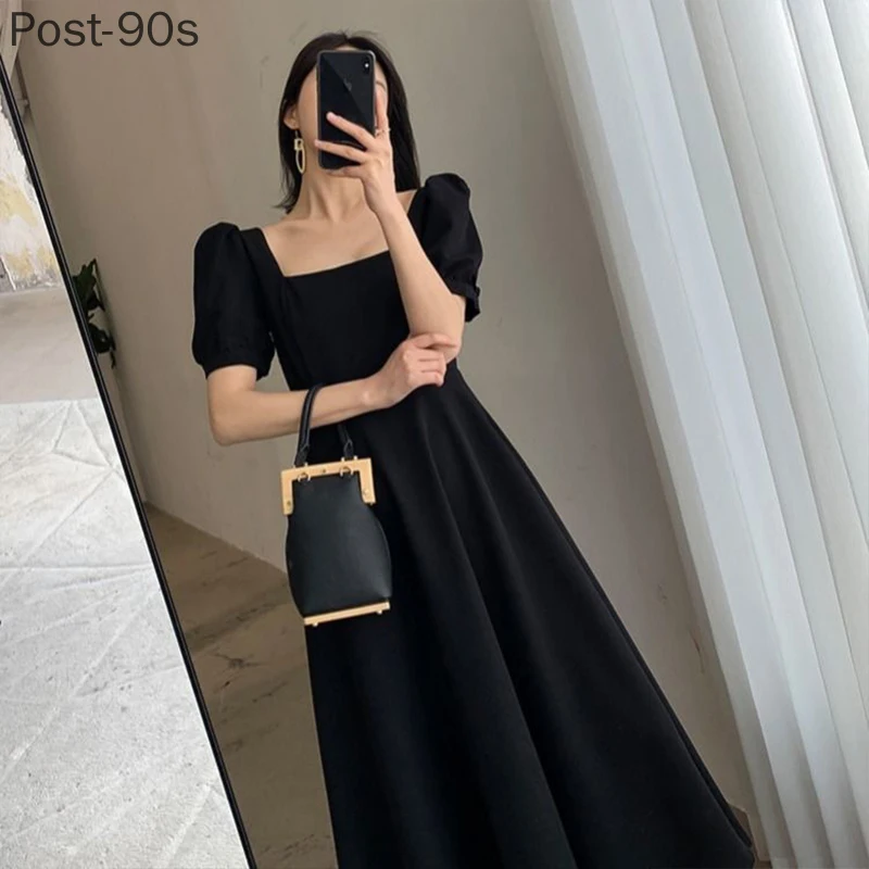 Women's Spring Summer Style Dress Solid Color Square Neck Puff Sleeve Patchwork Korean Elegant Dress
Women's Spring Summer Style Dress Solid Color Square Neck Puff Sleeve Patchwork Korean Elegant Dress