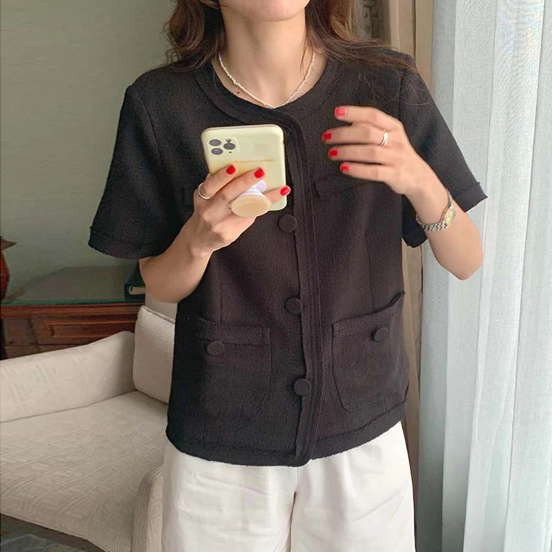Korean Chic Elegant O Neck Short Sleeve Women Tops Simple Office Ladies Summer 2021 Ropa De Mujer Thin Button-up Jackets
Korean Chic Elegant O Neck Short Sleeve Women Tops Simple Office Ladies Summer 2021 Ropa De Mujer Thin Button-up Jackets