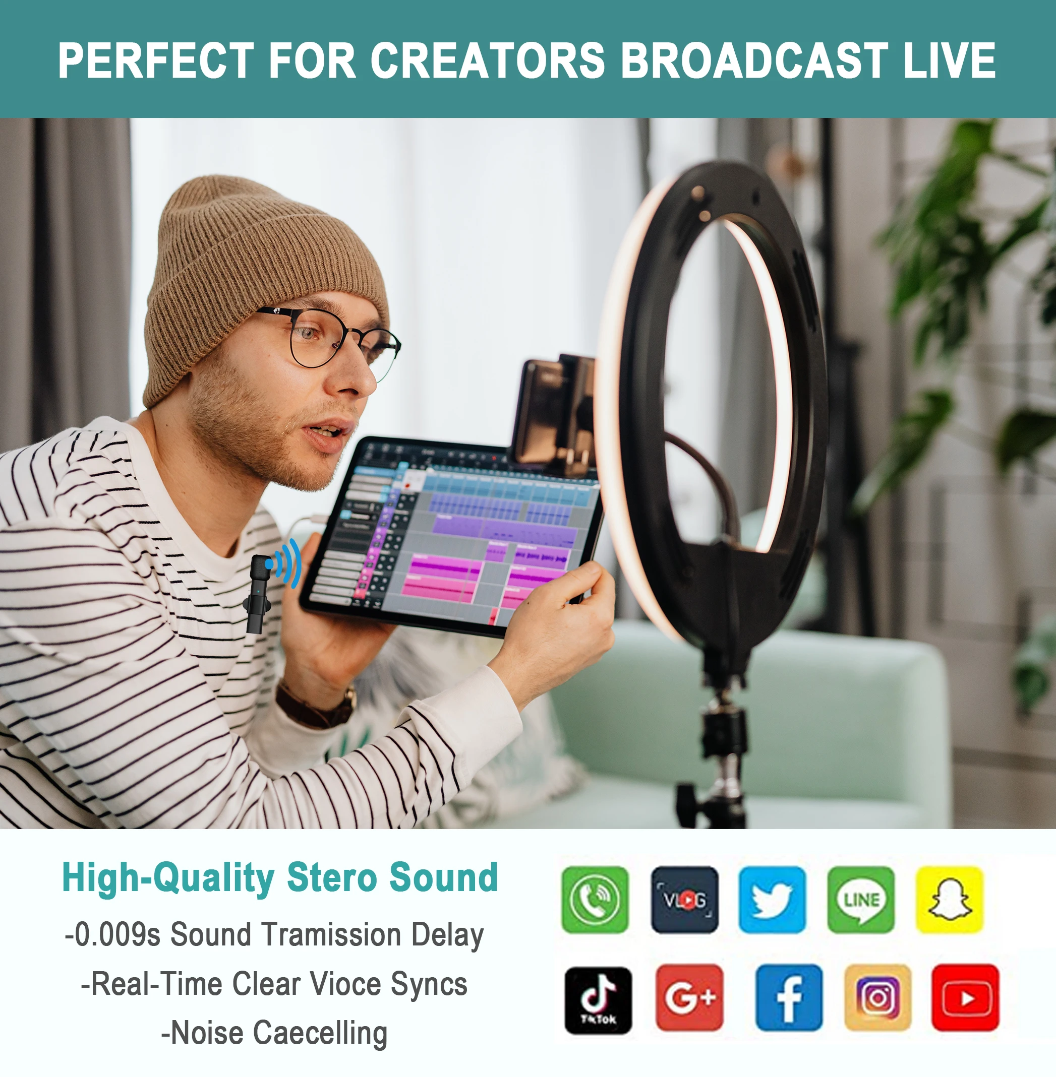 Mini Wireless Microphone lavalier lapel Interview for iPhone Android Phone iPad DSLR PC Laptop Youtube Liv | Электроника
