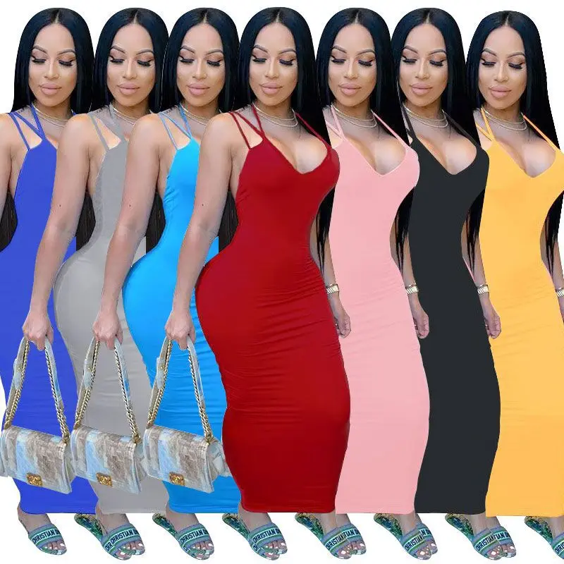 XS-5XL Ladies Sleeveless Dress 2021 Summer New European And American Fashion Sexy High Elastic Straps Tight Halter Dress
XS-5XL Ladies Sleeveless Dress 2021 Summer New European And American Fashion Sexy High Elastic Straps Tight Halter Dress