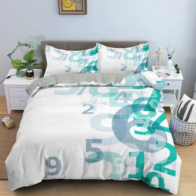 2/3PCS Comfortable Cotton Bedding Set 3D Numbers Digital Pattern Printed Bedspread & Pillow Shams King Size Hot Sale 
2/3PCS Comfortable Cotton Bedding Set 3D Numbers Digital Pattern Printed Bedspread & Pillow Shams King Size Hot Sale