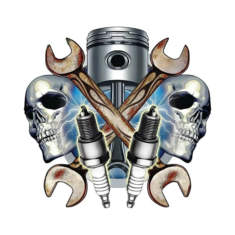Mechanic Skulls and Spark Plugs Wall Decal 3D Metal Design Car Stickers for Window Bumper Trunk Surfboard Decal Kk13*13cm 
Mechanic Skulls and Spark Plugs Wall Decal 3D Metal Design Car Stickers for Window Bumper Trunk Surfboard Decal Kk13*13cm