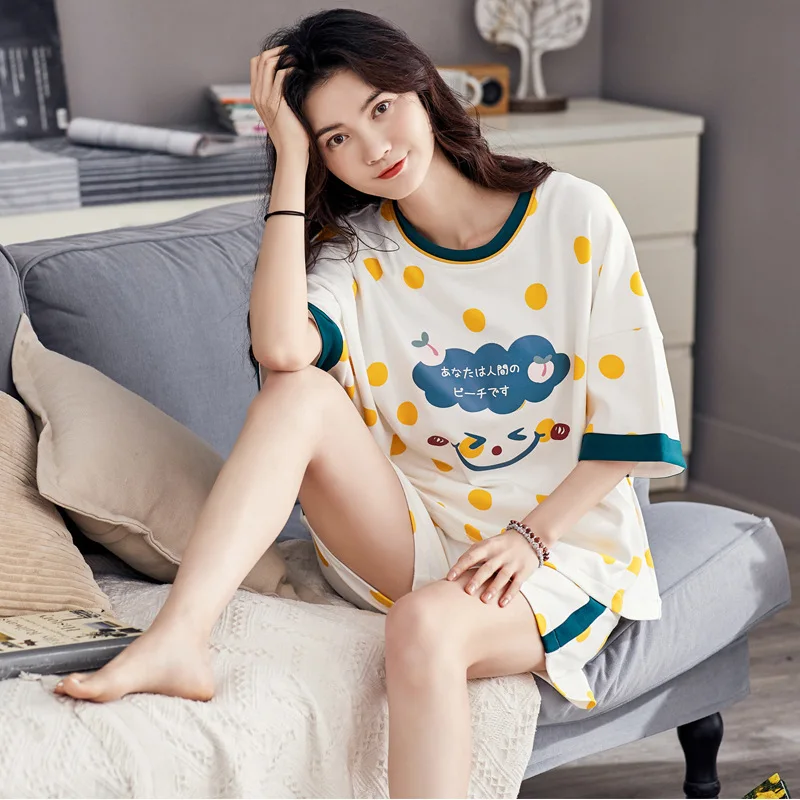 Pajamas For Women Casual Sleep Tops Cotton Short Sleeve Ladies Pijamas Set Cute Cartoon Lounge Homewear Sexy Women Pajamas
Pajamas For Women Casual Sleep Tops Cotton Short Sleeve Ladies Pijamas Set Cute Cartoon Lounge Homewear Sexy Women Pajamas