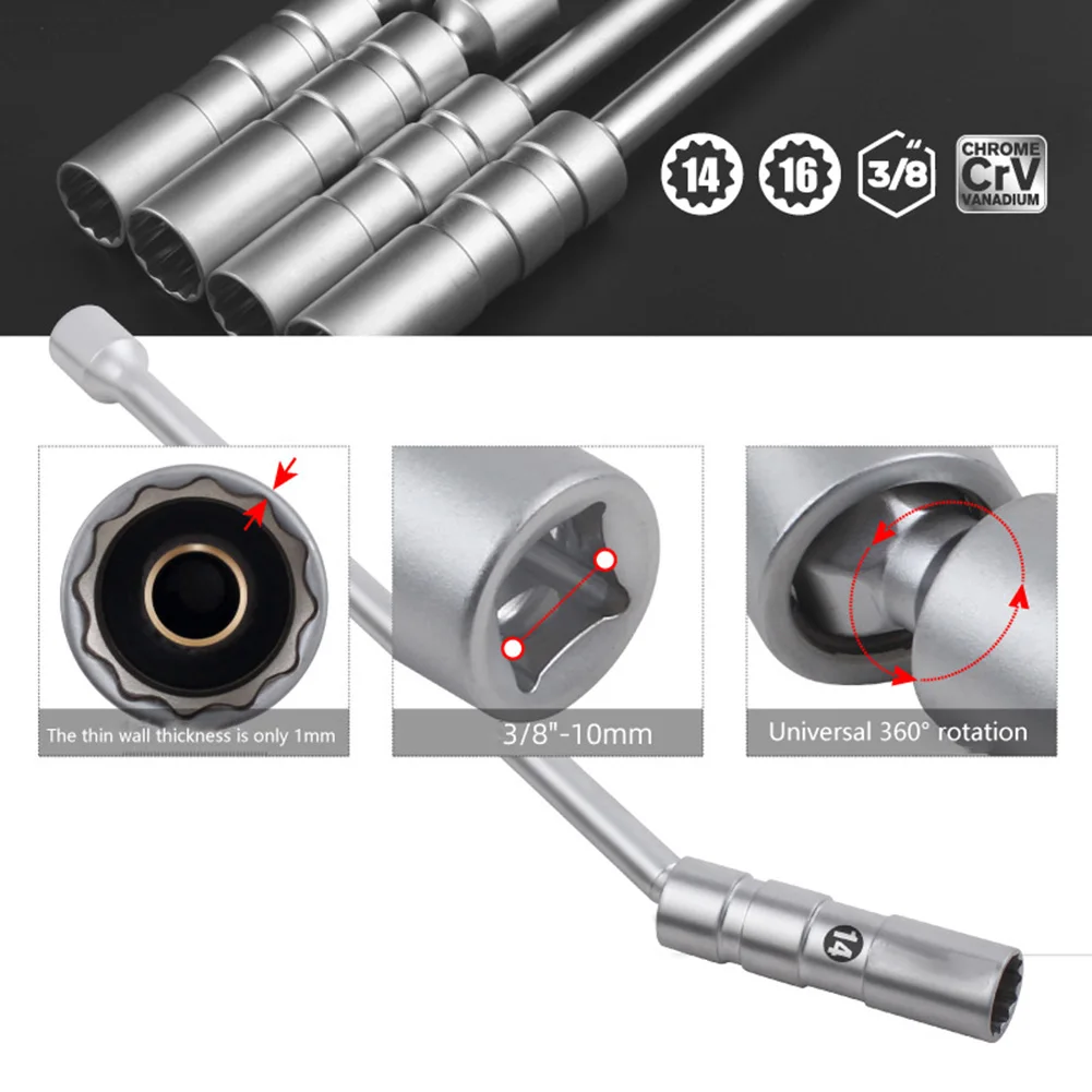 Universal Joint 14/16mm Swivel Magnetic Spark Plug Sleeve Socket Wrench 3/8" Drive 12 & 6 Point Thin Wall Car Removal Tool
Universal Joint 14/16mm Swivel Magnetic Spark Plug Sleeve Socket Wrench 3/8" Drive 12 & 6 Point Thin Wall Car Removal Tool