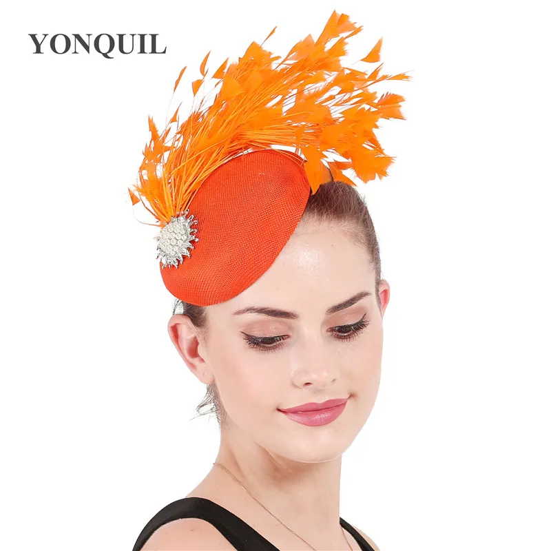 Church Fascinators Party Hats Orange Fedora Caps Feather Hair Clips Women Elegant Ladies Headwear Decoration Headdress SYF679
Church Fascinators Party Hats Orange Fedora Caps Feather Hair Clips Women Elegant Ladies Headwear Decoration Headdress SYF679