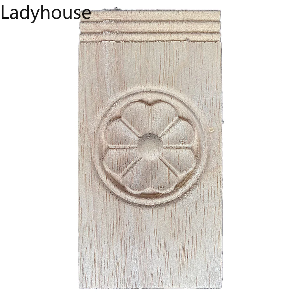 

1PC 12cm Unique Natural Floral Wood Carved Wooden Figurines Crafts Corner Appliques Frame Wall Door Furniture Woodcarving Decor