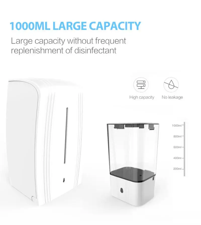 1000ML Automatic Sensor Mist Spray Hand Disinfection Soap Dispenser Wall-mounted Liquid Soap Dispensers for Kitchen Bathroom
1000ML Automatic Sensor Mist Spray Hand Disinfection Soap Dispenser Wall-mounted Liquid Soap Dispensers for Kitchen Bathroom