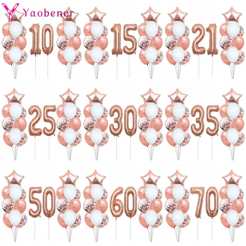 22pcs Rose Gold Number Foil Latex Balloons Happy Birthday Party Decorations Adult Kids 10 15 16 18 25 30 35 40 50 60 Years Old
22pcs Rose Gold Number Foil Latex Balloons Happy Birthday Party Decorations Adult Kids 10 15 16 18 25 30 35 40 50 60 Years Old