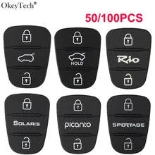 50/100PCS High Quality 3 Button Flip Remote Control Key Button Pads For Hyundai Solaris For Kia Sportage Key Case Fob Rubber Pad