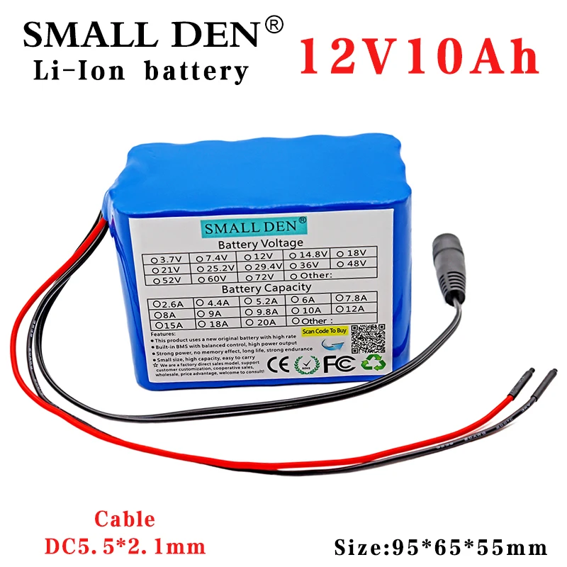12V 10Ah 18650 li-ion Rechargeable battery pack 3S5P 12.6V Xenon lamp LED Digital mobile power supply emergency Power supply BMS 
12V 10Ah 18650 li-ion Rechargeable battery pack 3S5P 12.6V Xenon lamp LED Digital mobile power supply emergency Power supply BMS