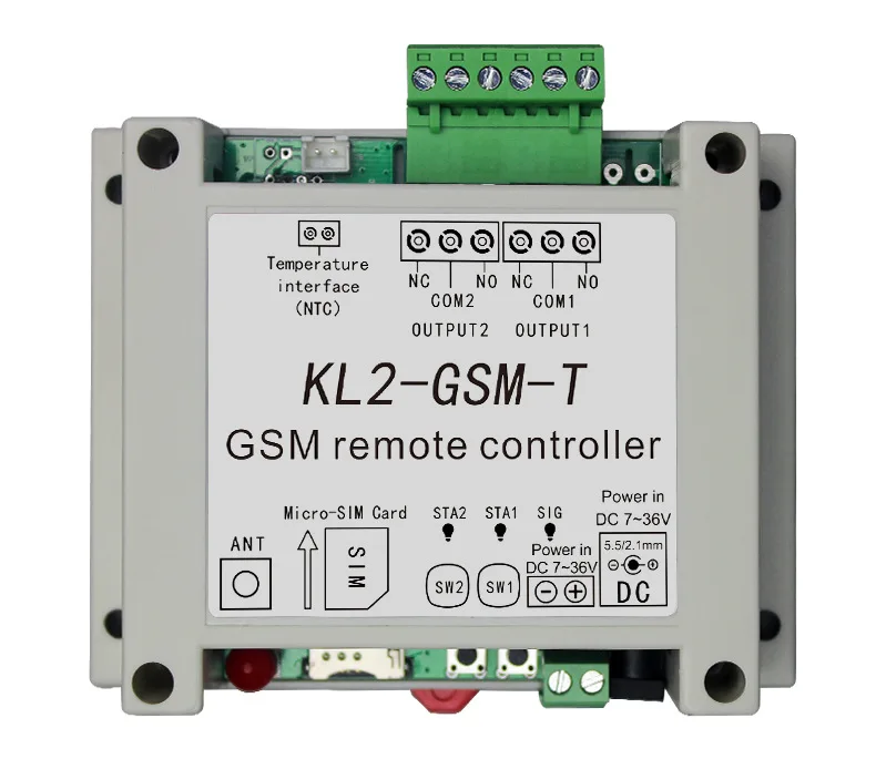 GSM 2 Way Relay Controller SMS Call Temperature Sensor Remote Control Smart Home Automation SIM Switch Garage Door Opener
GSM 2 Way Relay Controller SMS Call Temperature Sensor Remote Control Smart Home Automation SIM Switch Garage Door Opener