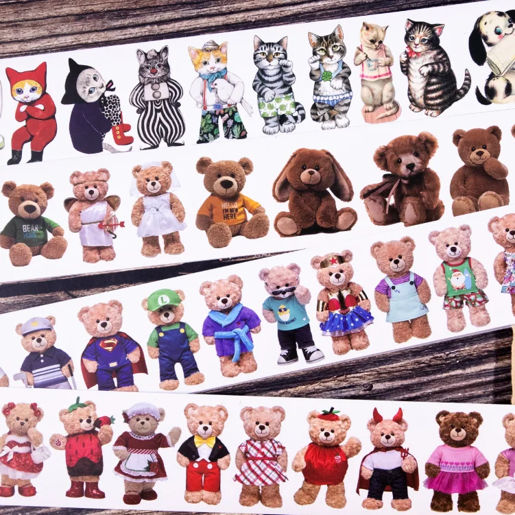 1 рулон Kawaii васи лента милый мультфильм маленький чучела животных шаблон