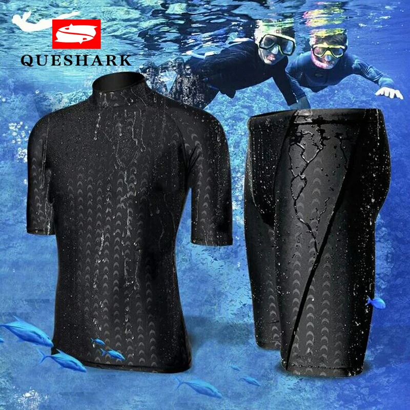 Queshark Men Sharkskin Professional Short Sleeve Swimming Set Shirt+Shorts Surfing Swimsuit Diving Beach Quick-Drying Swimwear
Queshark Men Sharkskin Professional Short Sleeve Swimming Set Shirt+Shorts Surfing Swimsuit Diving Beach Quick-Drying Swimwear