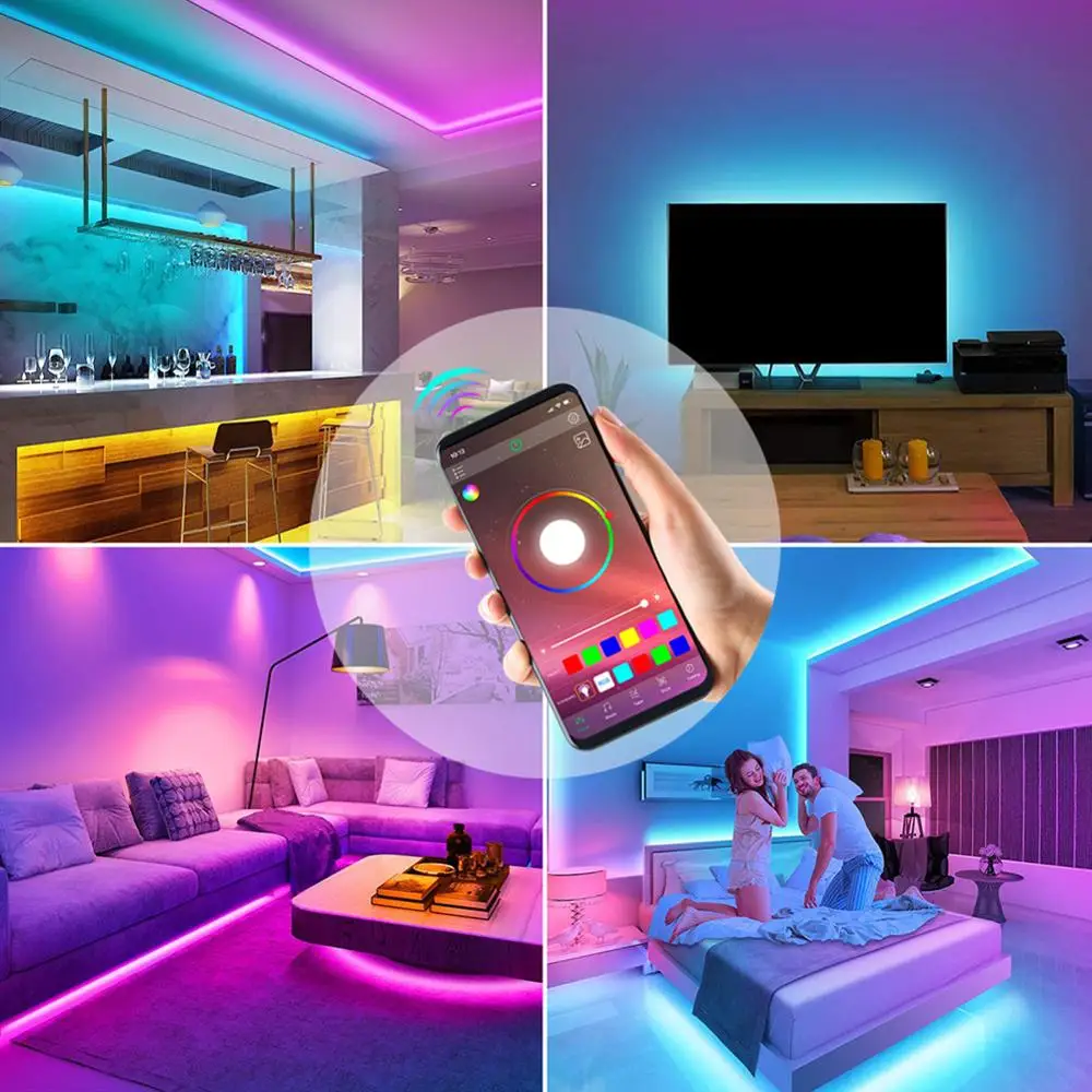 LED Strips Lights Bluetooth Luces Led RGB 5050 SMD 2835 Flexible Waterproof Tape Diode 5M 10M DC 12V Remote Control Adapter
LED Strips Lights Bluetooth Luces Led RGB 5050 SMD 2835 Flexible Waterproof Tape Diode 5M 10M DC 12V Remote Control Adapter