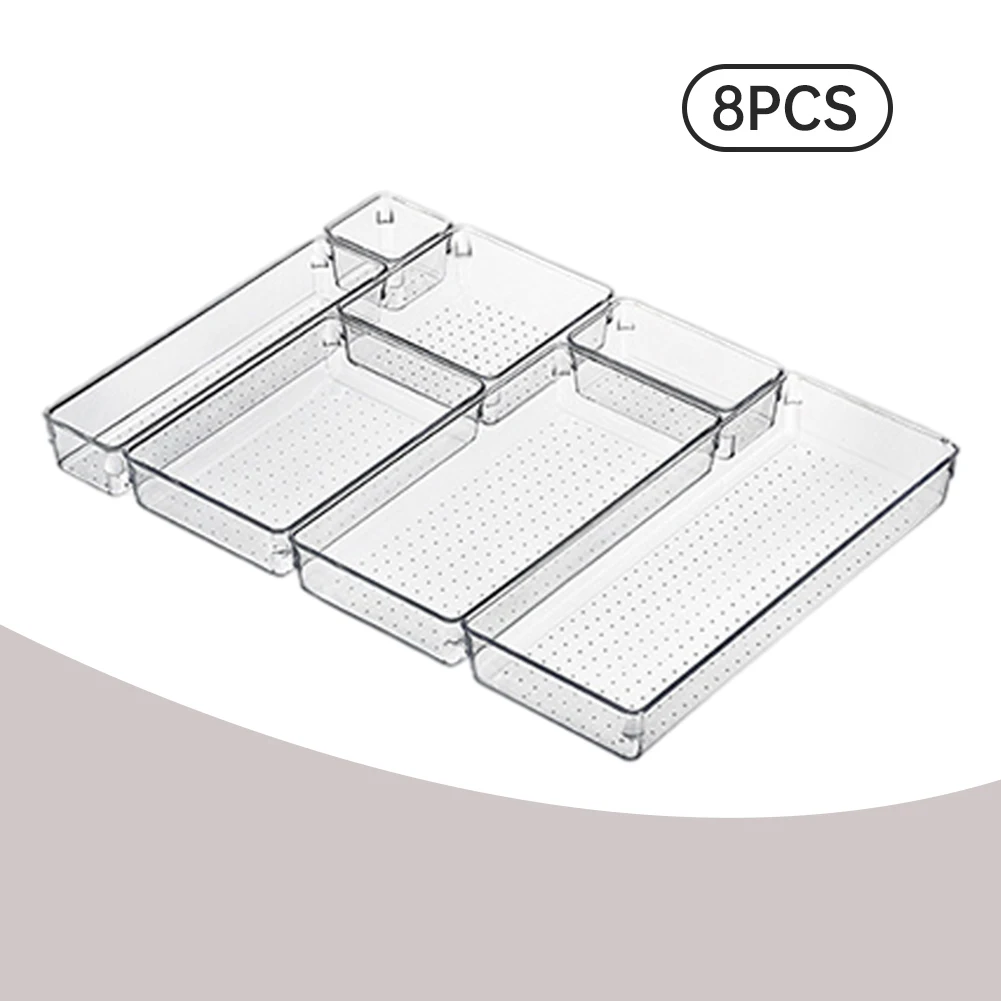8PCS Multipurpose Drawer Organiser Set Clear Plastic Cosmetic Drawer Transparent Box Makeup Storage Trays For Office Kitchen
8PCS Multipurpose Drawer Organiser Set Clear Plastic Cosmetic Drawer Transparent Box Makeup Storage Trays For Office Kitchen