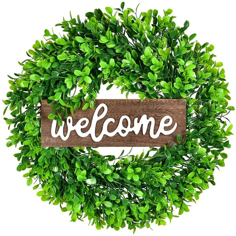 Artificial Boxwood Wreath,Welcome Wreath with Wooden Welcome Sign Green Wreath for Front Door Window Home Decoration
Artificial Boxwood Wreath,Welcome Wreath with Wooden Welcome Sign Green Wreath for Front Door Window Home Decoration