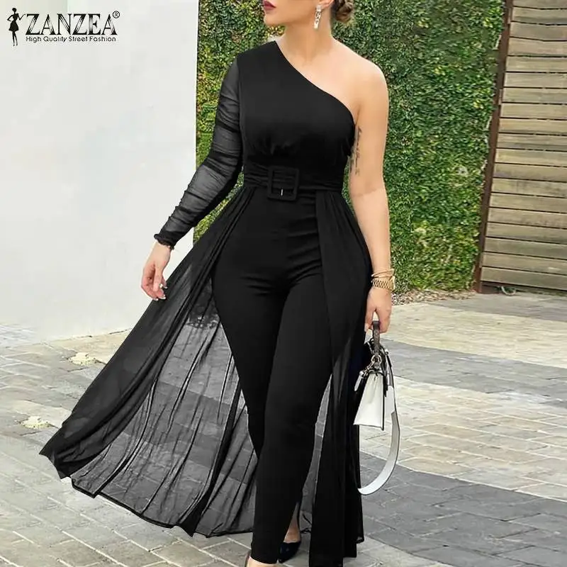 ZANZEA Women Summer Jumpsuits Sexy Mesh Patchwork Overalls Fashion Off Shoulder Rompers Female Solid Party Pants Oversized
ZANZEA Women Summer Jumpsuits Sexy Mesh Patchwork Overalls Fashion Off Shoulder Rompers Female Solid Party Pants Oversized