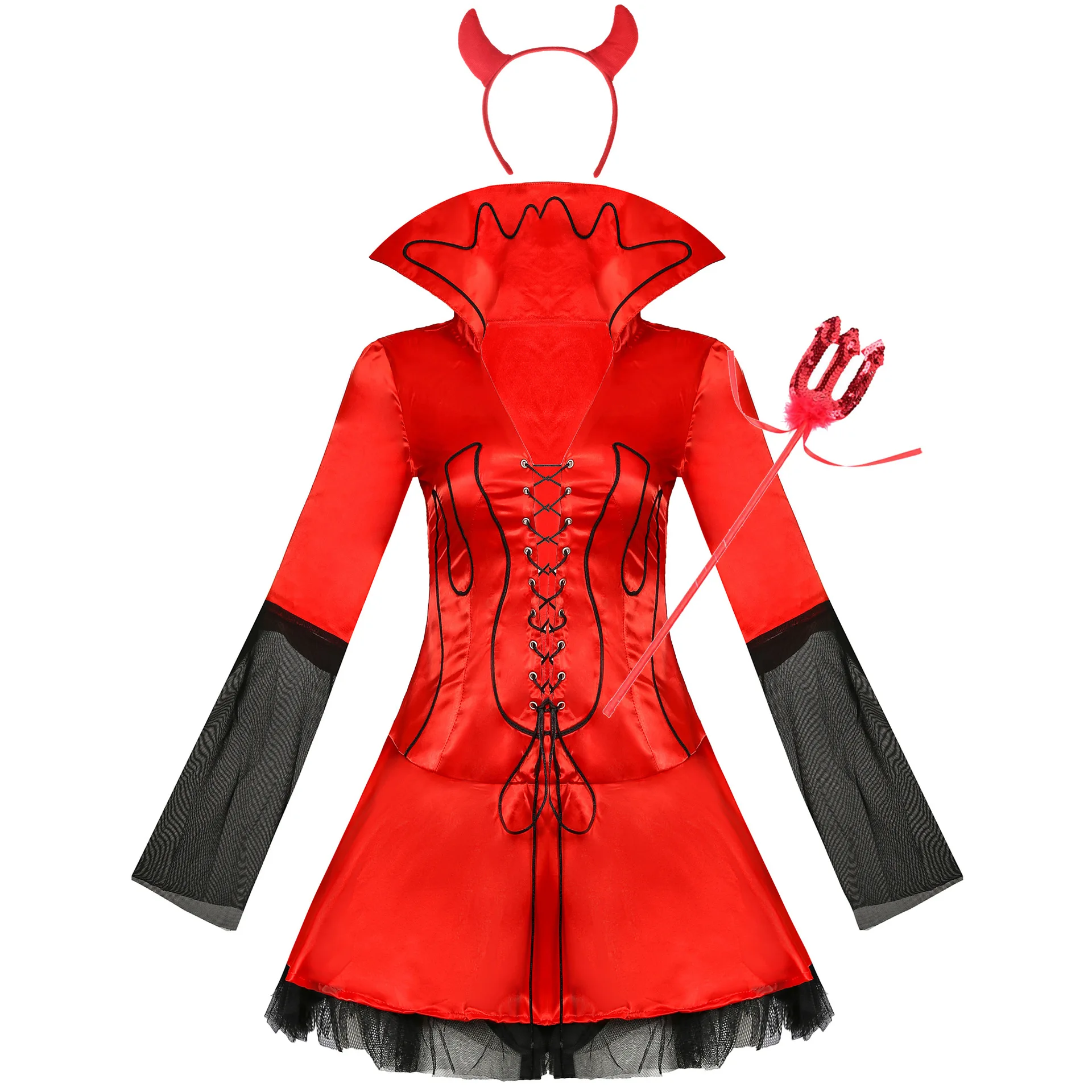 VASHE Sexy Devil Witch Costume for Adult Women Halloween Carnival Party Woman Fancy Dress