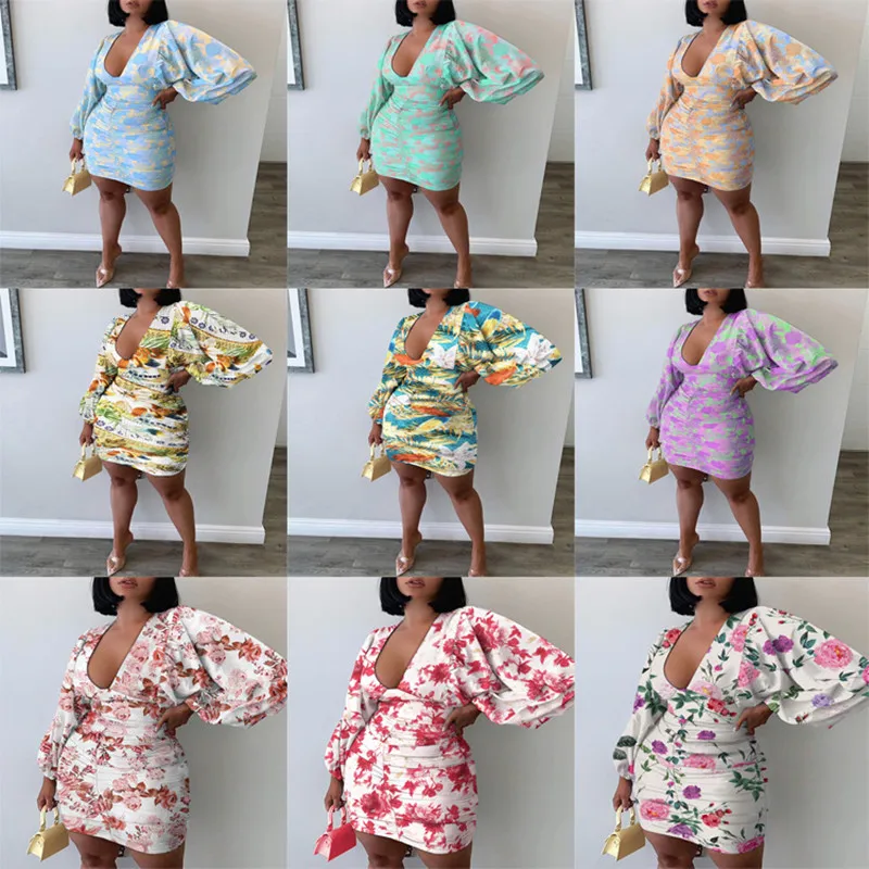 Summer Casual Fashion High Wasit Printed Sexy V Neck Women's Dress Autumn Elegant Slim Lantern Long Sleeves Bodycon Lady Dresses
Summer Casual Fashion High Wasit Printed Sexy V Neck Women's Dress Autumn Elegant Slim Lantern Long Sleeves Bodycon Lady Dresses