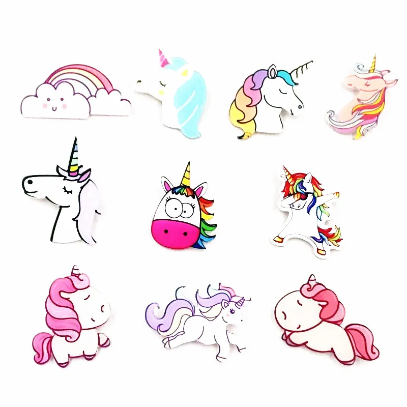 10 шт. в виде единорога из мультфильма значков на булавке Kawaii значок Bacges рюкзак