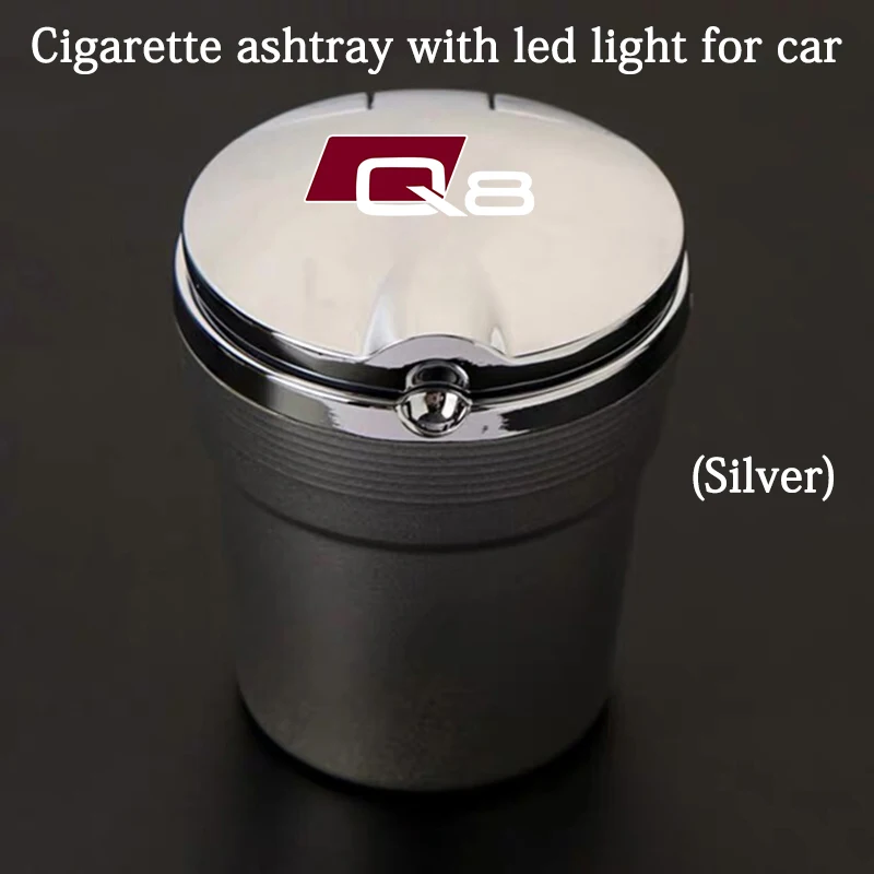 Suitable for Audi Q8 accessories car ashtray with blue LED Night Light, a variety of metal style logo
Suitable for Audi Q8 accessories car ashtray with blue LED Night Light, a variety of metal style logo