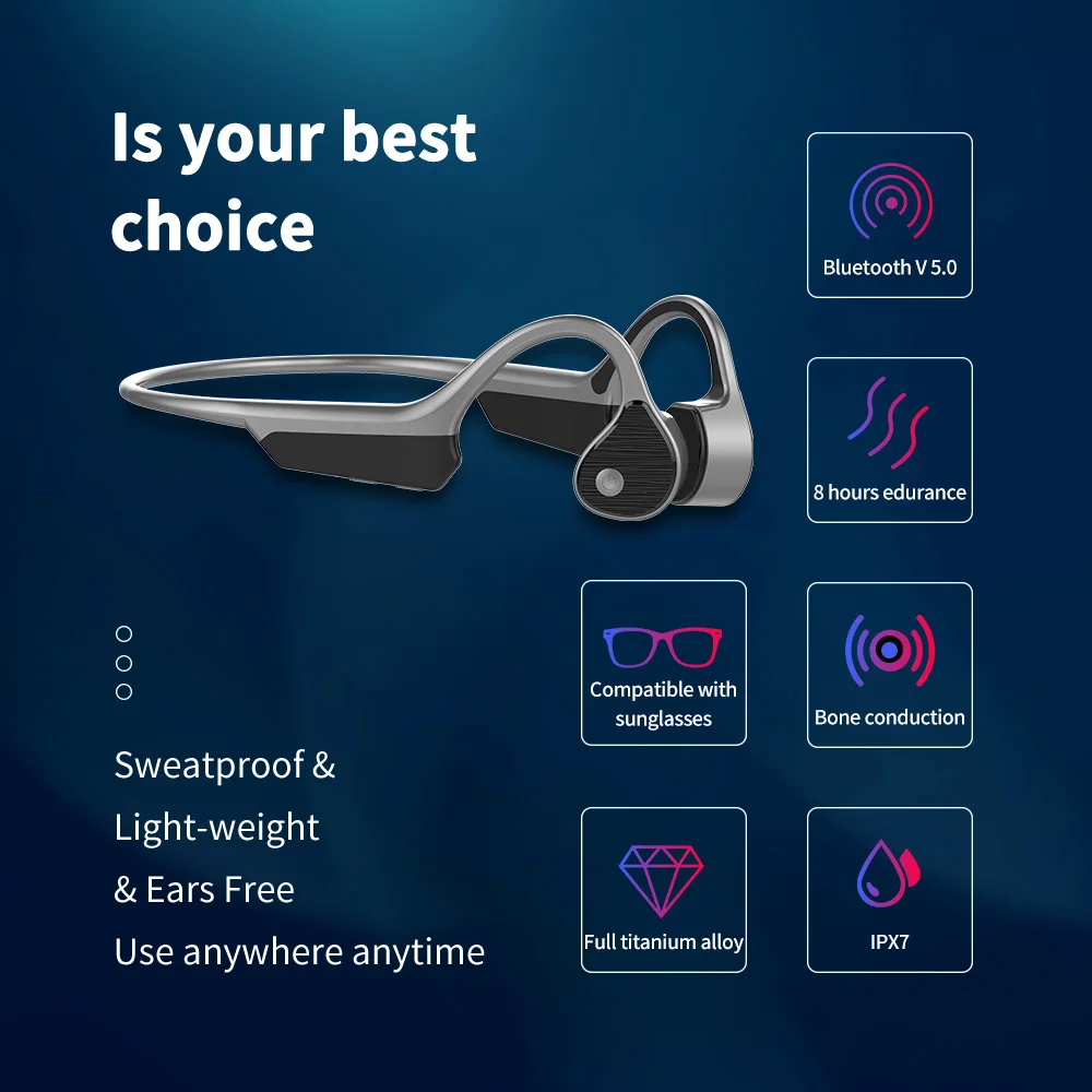 Bone Conduction Headphones Hands-free Earbuds HiFi Stereo Wireless Bluetooth Outdoor Sports WaterProof Earphone With Mic
Bone Conduction Headphones Hands-free Earbuds HiFi Stereo Wireless Bluetooth Outdoor Sports WaterProof Earphone With Mic