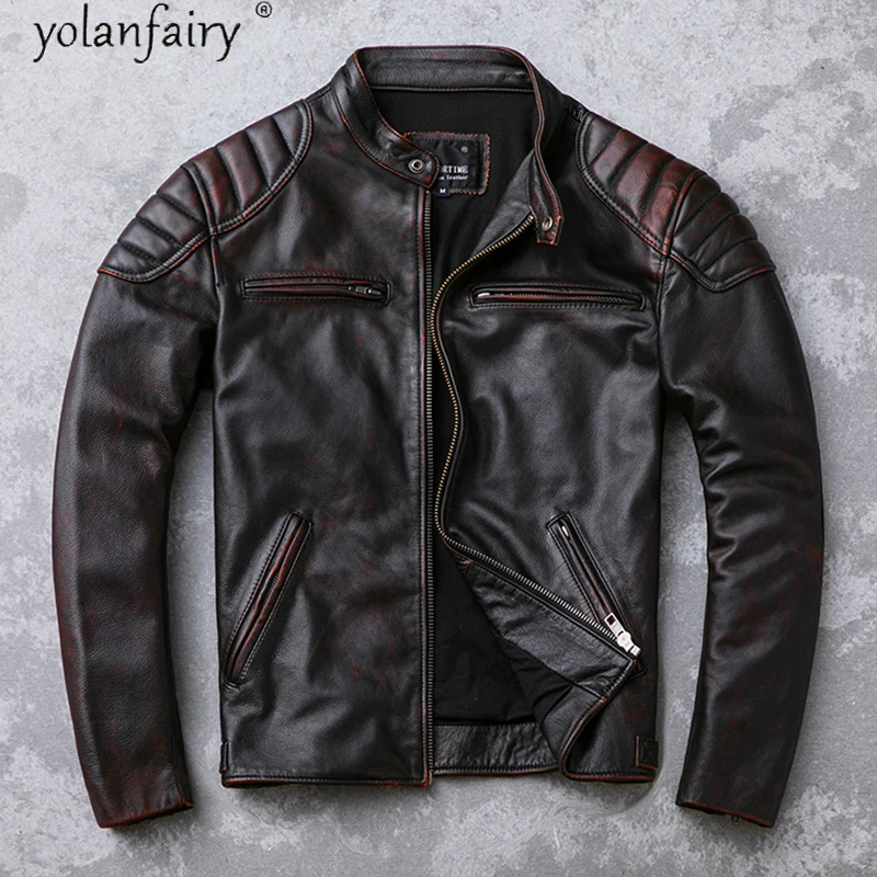 High Quality Genuine Cow Leather Jacket Men 2021 Vintage Biker Motorcycle Jackets Streetwear Mens Clothing Chaqueta Cuero Hombre
High Quality Genuine Cow Leather Jacket Men 2021 Vintage Biker Motorcycle Jackets Streetwear Mens Clothing Chaqueta Cuero Hombre