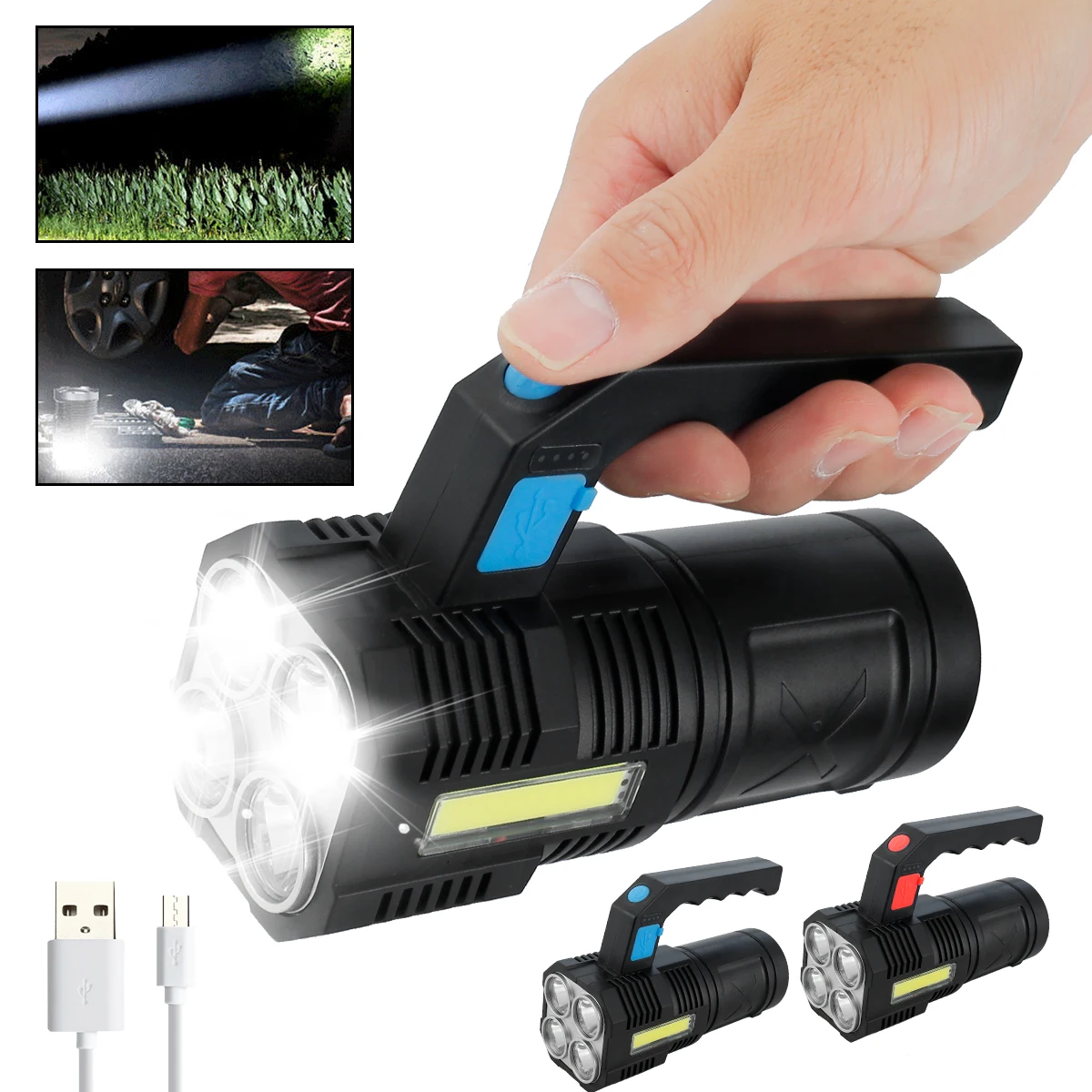 USB Rechargeable LED Hand-held Flashlight Spotlight Searchlight IPX4 Waterproof Torch Light For Camping Night Fishing Hiking
USB Rechargeable LED Hand-held Flashlight Spotlight Searchlight IPX4 Waterproof Torch Light For Camping Night Fishing Hiking