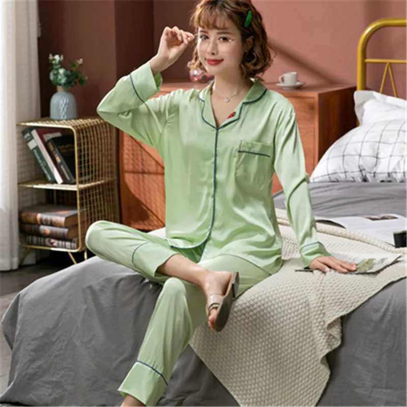 JULY'S SONG 2021 Spring Summer Wpmen's Pajamas Set Ice Silk Sleepwear Solid Color Satin Nightgown Elegant Long Sleeve Wear
JULY'S SONG 2021 Spring Summer Wpmen's Pajamas Set Ice Silk Sleepwear Solid Color Satin Nightgown Elegant Long Sleeve Wear