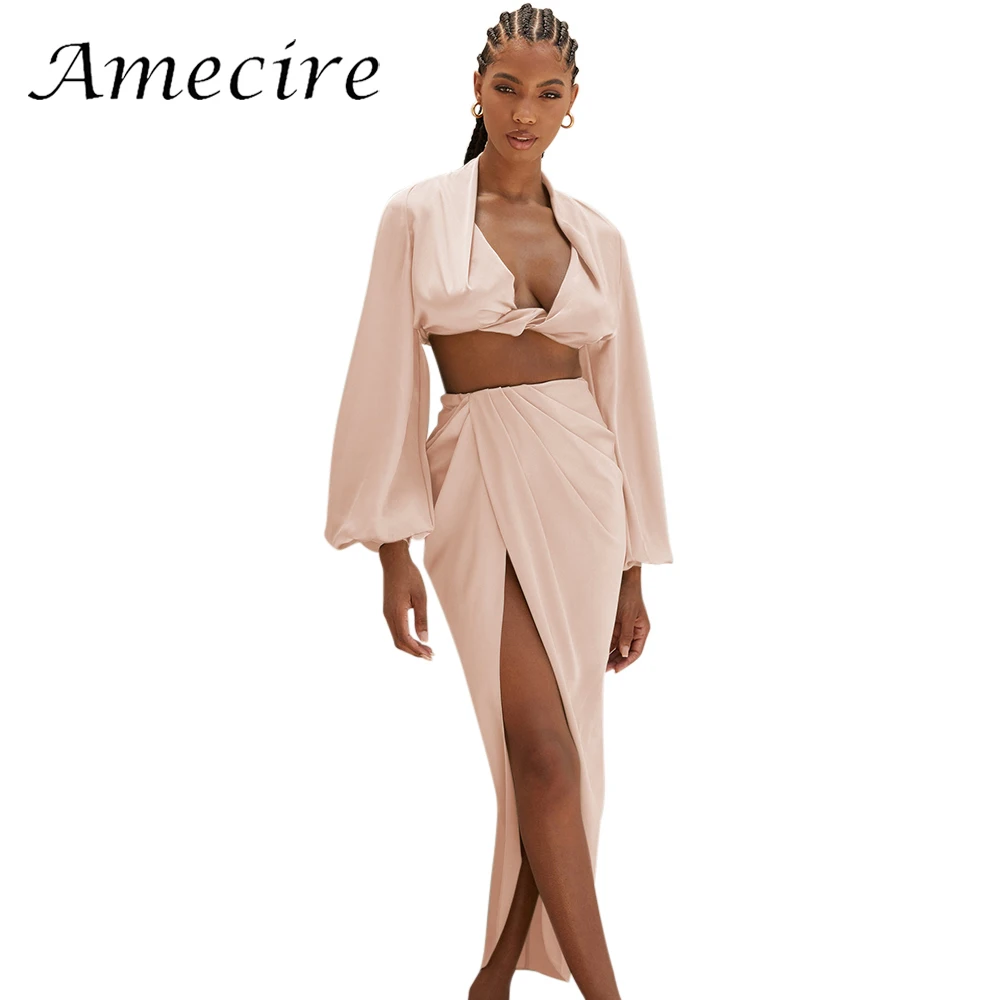 Amecire Gorgeous Satin 2 Piece Outfits Set Cute Pink Summer Matching Suit Holiday Vacation Clothes Female Chic Maxi Party Wear
Amecire Gorgeous Satin 2 Piece Outfits Set Cute Pink Summer Matching Suit Holiday Vacation Clothes Female Chic Maxi Party Wear