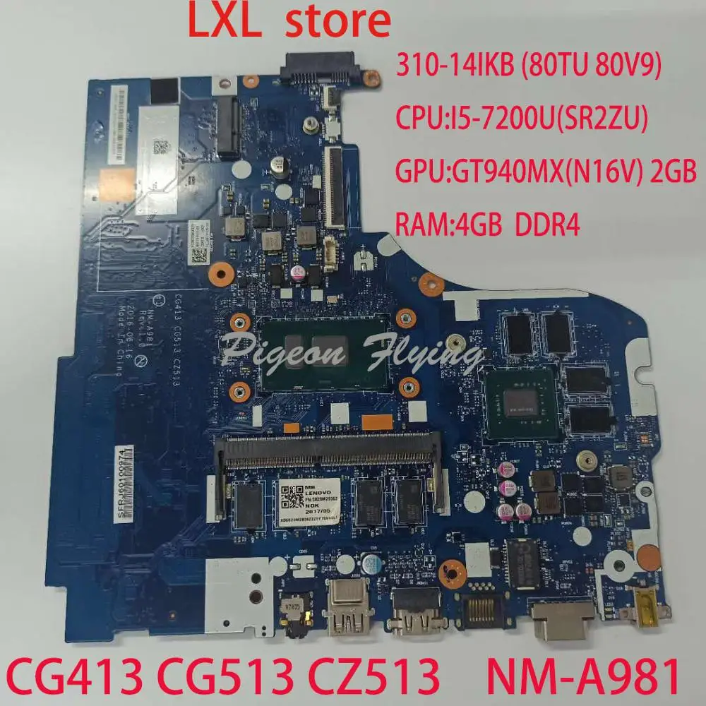Материнская плата 310 14IKB для ноутбука lenovo ideapad 80TU 80V9 NM A981 FRU 5B20M29362 5B20M29364 CPU:I5 7200U