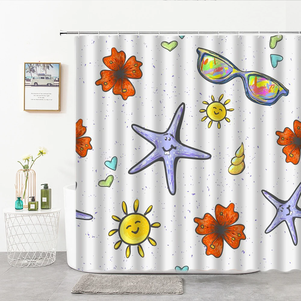 Cute Cartoon Starfish Sun Flowers Shower Curtains Hand Painted Bath Curtain For Bathroom Children's Room Decor Home Background
Cute Cartoon Starfish Sun Flowers Shower Curtains Hand Painted Bath Curtain For Bathroom Children's Room Decor Home Background