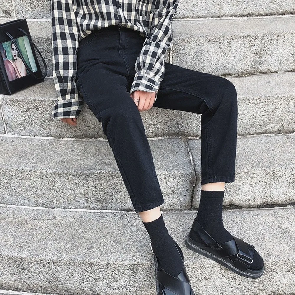 Harem Ankle-length Pants Boyfriend Jeans for Women Slim Loose High Waist Blue Denim Stretch Ladies Black Trousers Female Clothes 
Harem Ankle-length Pants Boyfriend Jeans for Women Slim Loose High Waist Blue Denim Stretch Ladies Black Trousers Female Clothes