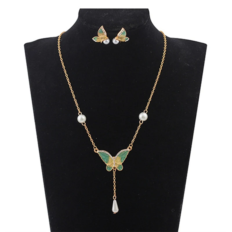 Exquisite Jewelry Set Wholesale Sweet Butterfly Earrings Necklace Set Ladies Green Orange Butterfly Pendant Elegant Jewelry Set
Exquisite Jewelry Set Wholesale Sweet Butterfly Earrings Necklace Set Ladies Green Orange Butterfly Pendant Elegant Jewelry Set