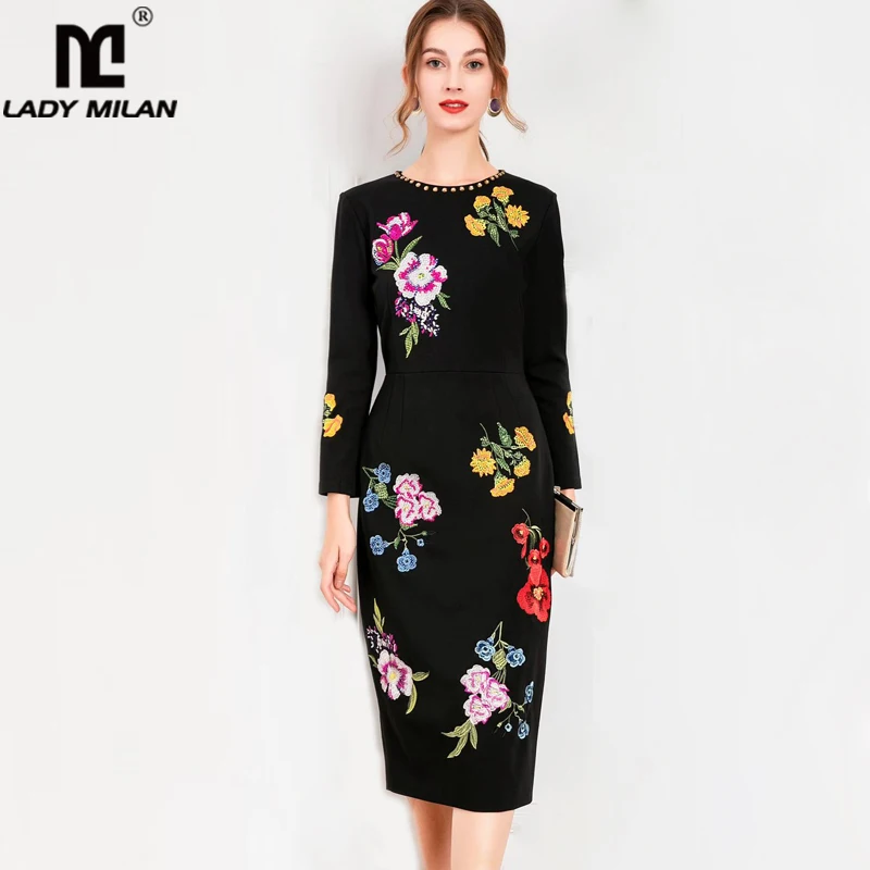 Women's Dresses O Neck Long Sleeves Beaded Embroidery Elegant Pencil Dress Vestidos
Women's Dresses O Neck Long Sleeves Beaded Embroidery Elegant Pencil Dress Vestidos