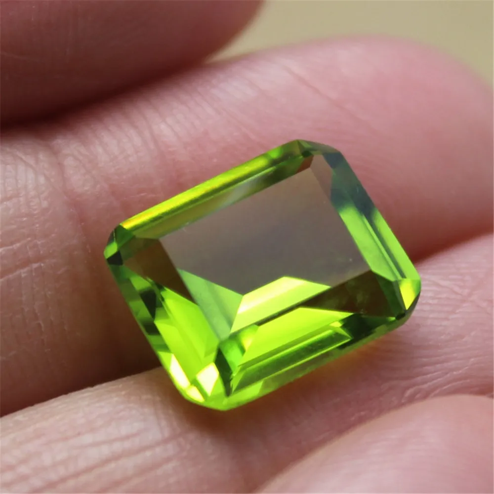 

Peridot Rectangle Faceted Gemstone Emerald Cut Peridot Gem 10X12mm GG18