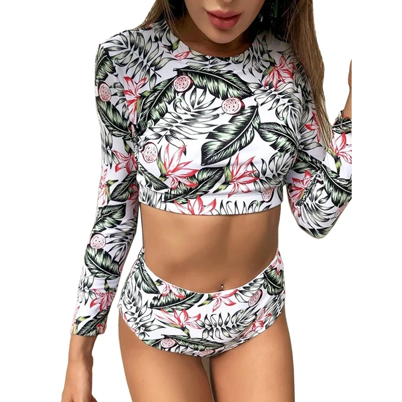 2021 New Sexy Long Sleeve Bikinis Women Swimsuit Green Leaves Print Bathing Suits Beachwear Brazilian Bikini Set Biquini Female
2021 New Sexy Long Sleeve Bikinis Women Swimsuit Green Leaves Print Bathing Suits Beachwear Brazilian Bikini Set Biquini Female