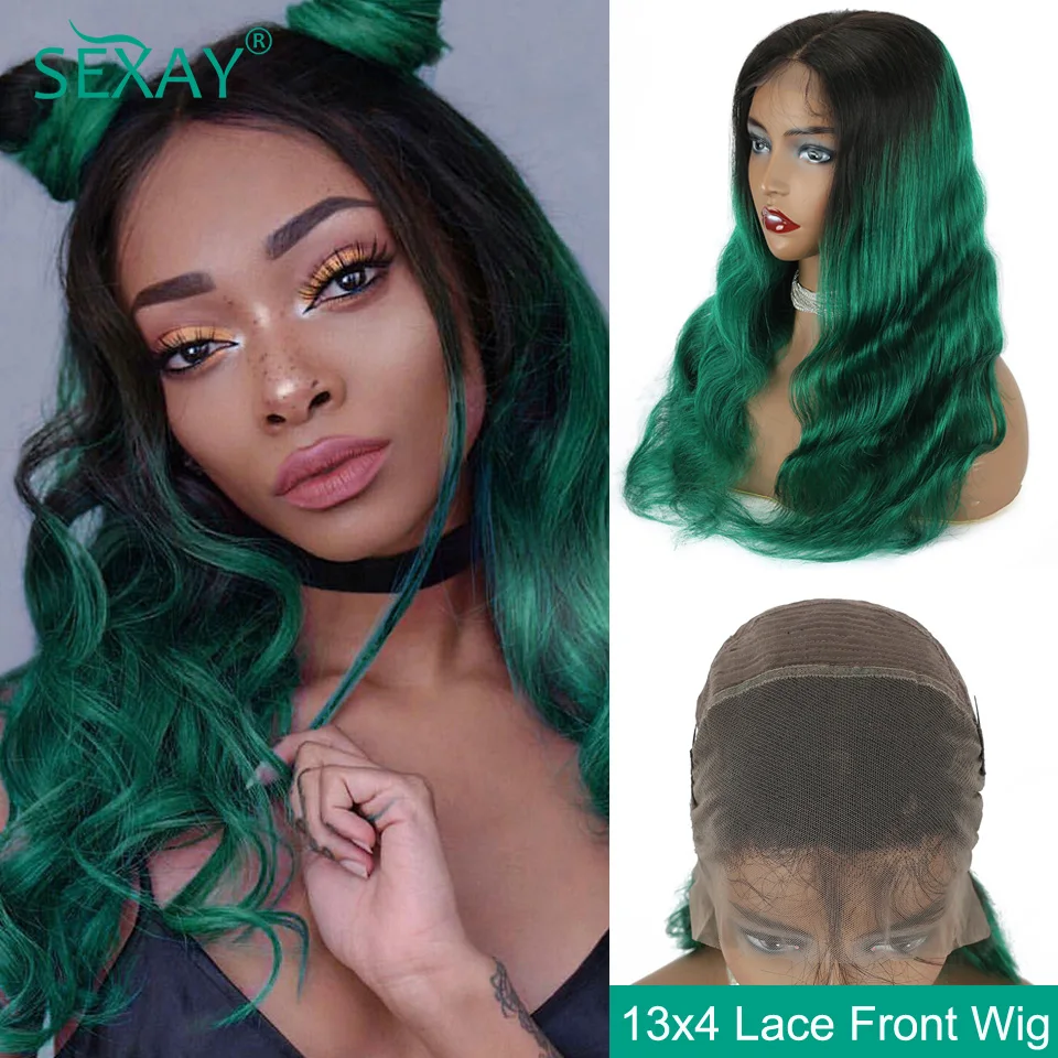 

Sexay Green Glueless Lace Front Wig Bleached Knots 180 Remy Peruvian Body Wave Human Hair Wigs Pre Plucked 13x4 Lace Frontal Wig