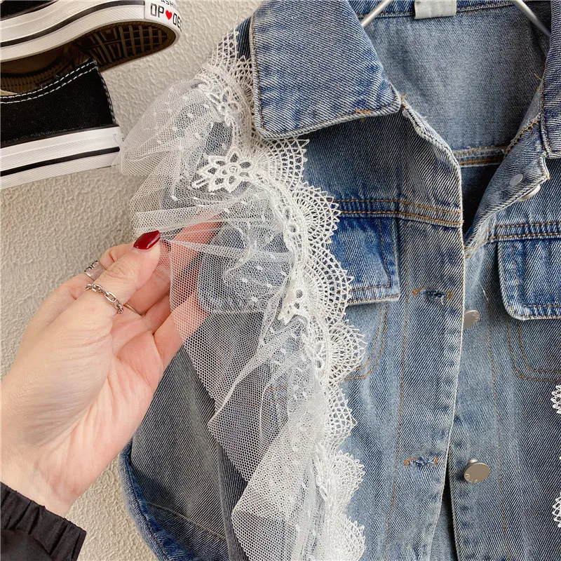 Korean Kids Girls Jeans Coats Spring Fall Children White Lace Denim Jackets Cotton Turn-down Collar Toddler Baby Tops Clothes
Korean Kids Girls Jeans Coats Spring Fall Children White Lace Denim Jackets Cotton Turn-down Collar Toddler Baby Tops Clothes