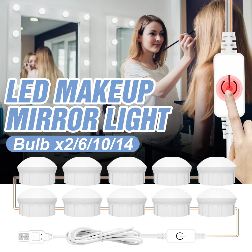 Makeup Mirror Vanity Light Bulb LED Bathroom Dressing Table Wall Lamp For Room Bedroom Dimmable Cosmetic Mirror Led Night Light
Makeup Mirror Vanity Light Bulb LED Bathroom Dressing Table Wall Lamp For Room Bedroom Dimmable Cosmetic Mirror Led Night Light