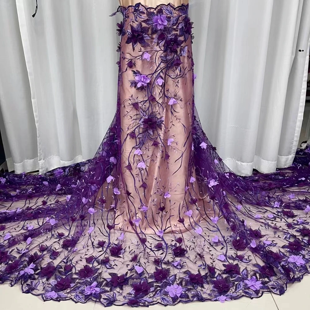 Purple Nigerian Lace Fabric 3D Embroidered Net Embroidered French Soft Tulle Lace Fabric For Sewing Clothes
Purple Nigerian Lace Fabric 3D Embroidered Net Embroidered French Soft Tulle Lace Fabric For Sewing Clothes