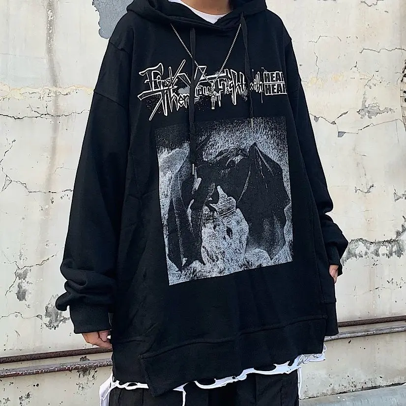 Autumn and winter Harajuku high street wind dark retro printing loose plus velvet hooded for men and women jacket tide
Autumn and winter Harajuku high street wind dark retro printing loose plus velvet hooded for men and women jacket tide